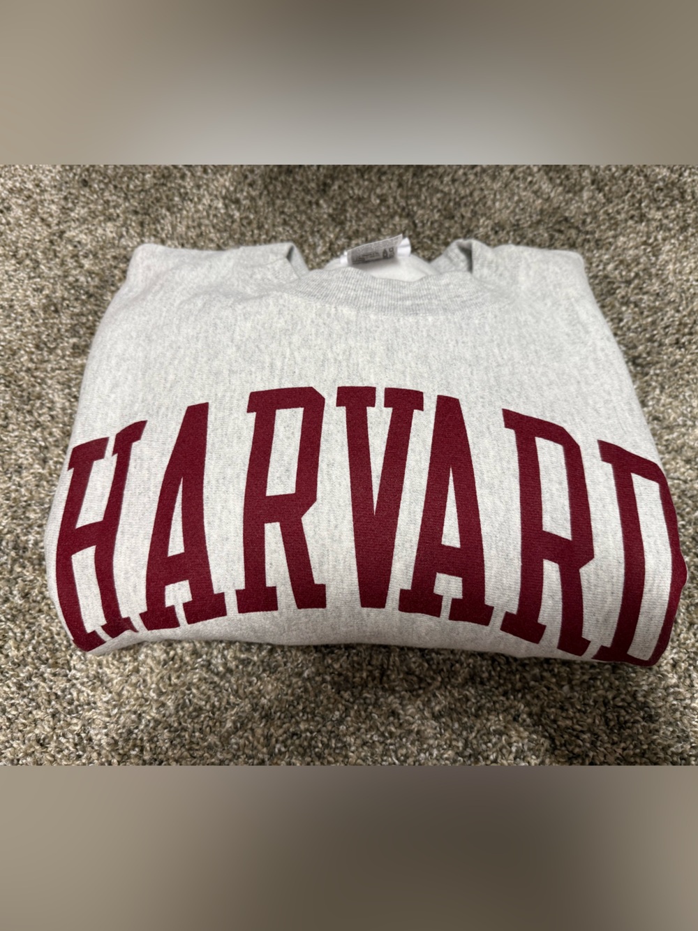 Champion Oxford Gray Crewneck Sweatshirt with Red Accent Tag